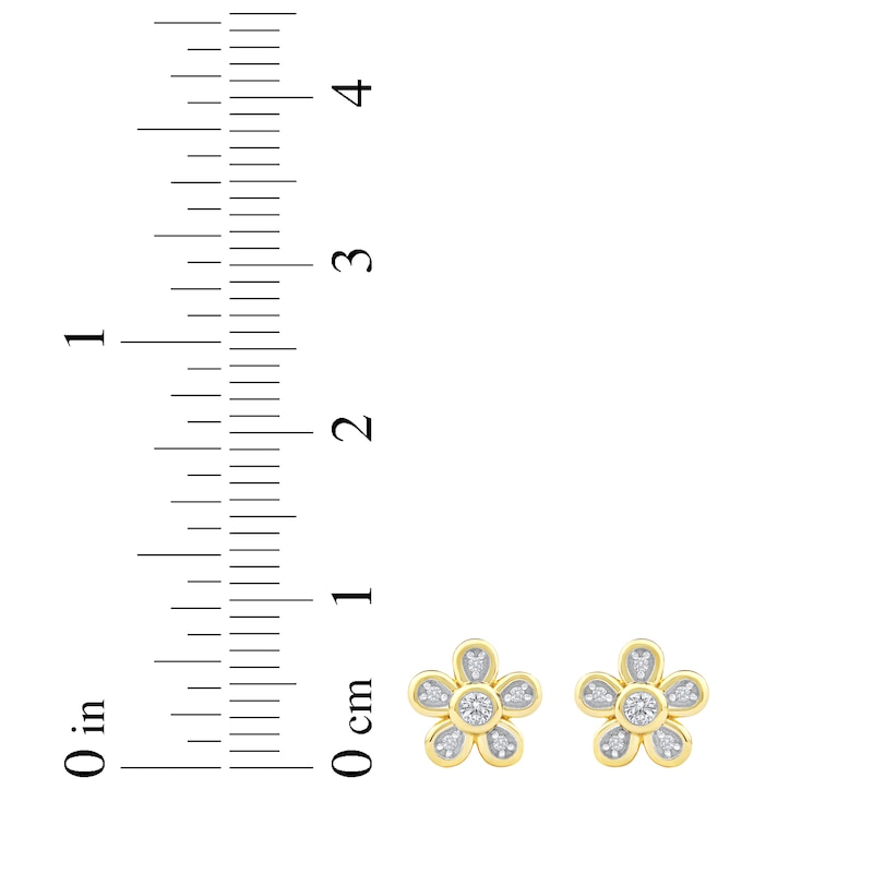 Main Image 5 of Diamond Flower Stud Earrings 1/10 ct tw 10K Yellow Gold