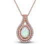 Thumbnail Image 1 of Ethiopian Opal & Diamond Necklace 1/4 ct tw Round-cut 10K Rose Gold 18&quot;