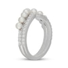 Thumbnail Image 2 of Neil Lane Cultured Akoya Pearl & Diamond Chevron Anniversary Ring 1/2 ct tw 14K White Gold