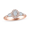 Thumbnail Image 1 of Oval-Cut & Pear-Shaped Diamond Three-Stone Engagement Ring 1/3 ct tw 14K Rose Gold