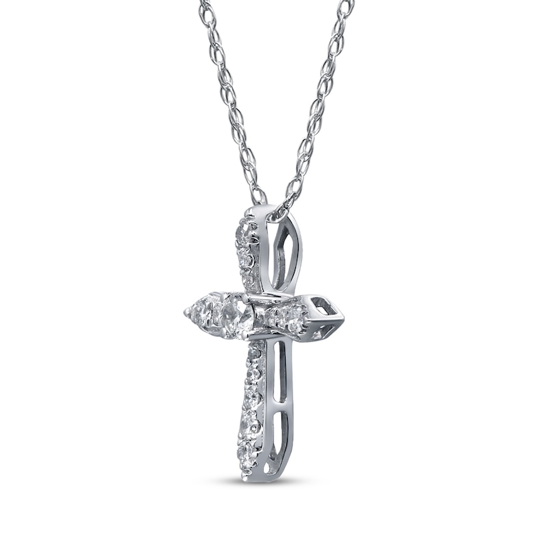 Main Image 2 of Diamond Cross Necklace 1/8 ct tw 10K White Gold 18&quot;