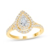 Thumbnail Image 1 of Lab-Grown Diamonds by KAY Pear-Shaped Double Halo Engagement Ring 1 ct tw 14K Yellow Gold