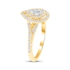 Thumbnail Image 2 of Lab-Grown Diamonds by KAY Pear-Shaped Double Halo Engagement Ring 1 ct tw 14K Yellow Gold