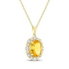 Thumbnail Image 2 of Oval-Cut Citrine & Diamond Halo Necklace 3/8 ct tw 10K Yellow Gold 18&quot;