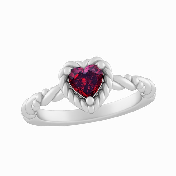 Color Stone Heart Ring