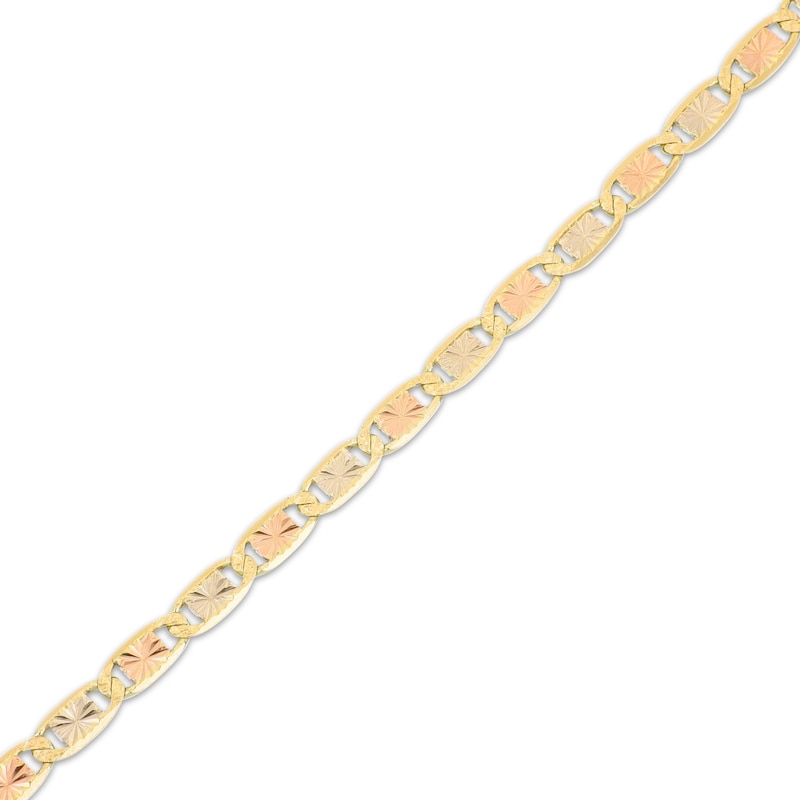 Solid Diamond-Cut Valentino Chain Bracelet 4.9mm 14K Tri-Tone Gold 7.5"