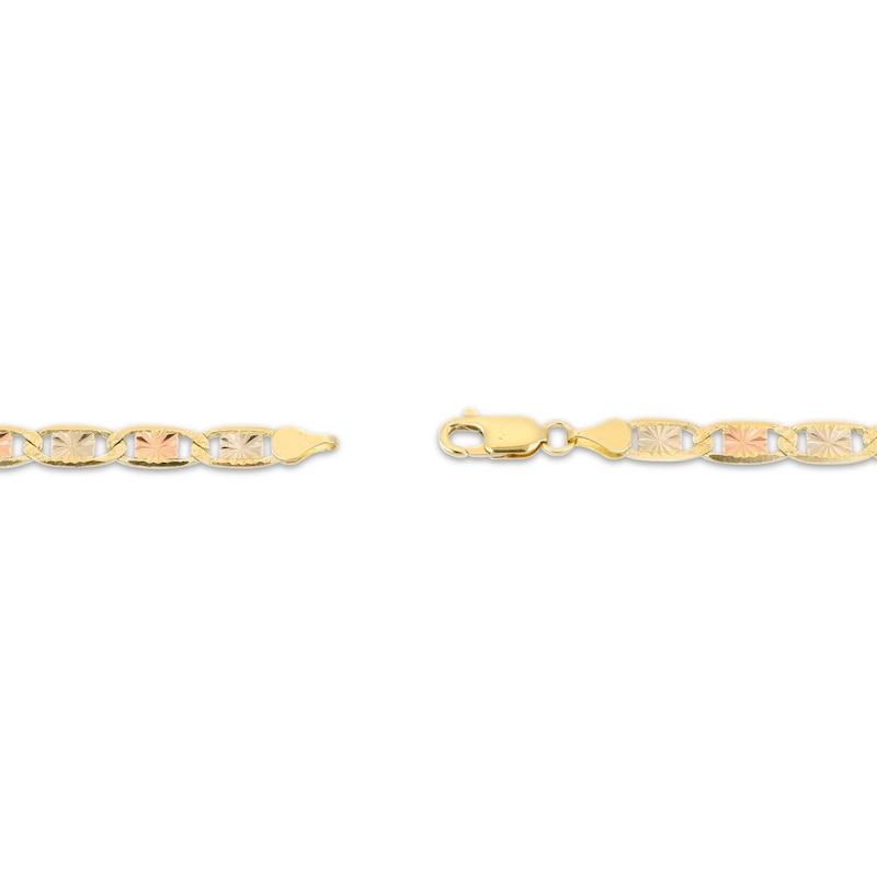 Solid Diamond-Cut Valentino Chain Bracelet 4.9mm 14K Tri-Tone Gold 7.5"