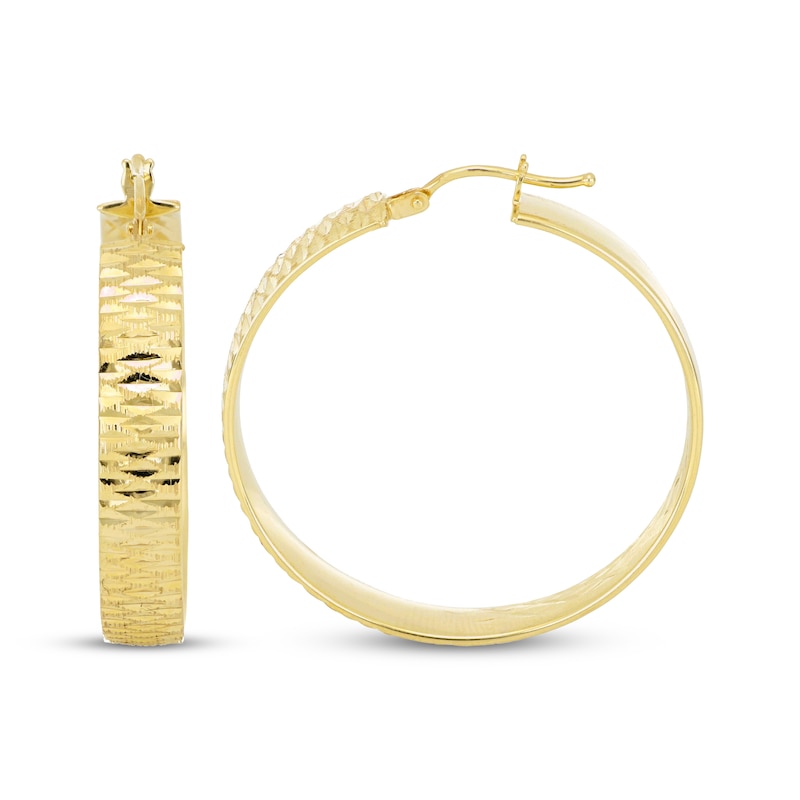 Italian Brilliance Diamond-Cut Inside-Out Hoop Earrings 14K Yellow Gold 30mm