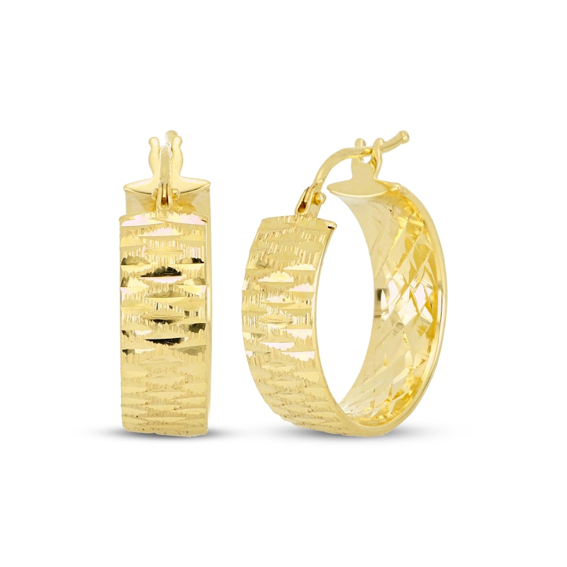 Main Image 1 of Italian Brilliance Diamond-Cut Inside-Out Hoop Earrings 14K Yellow Gold 15mm