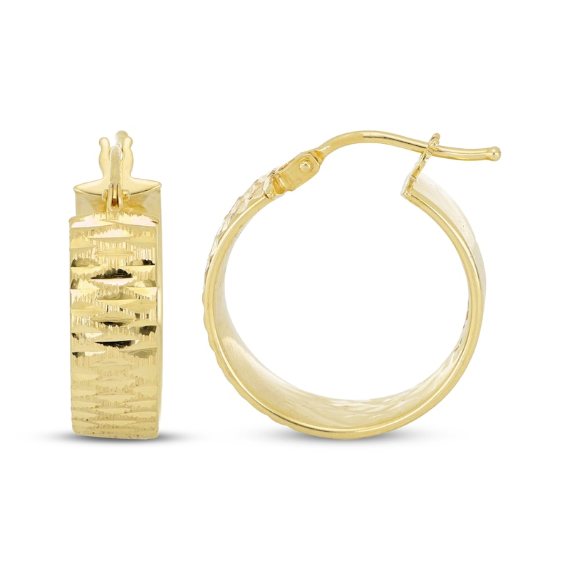 Main Image 3 of Italian Brilliance Diamond-Cut Inside-Out Hoop Earrings 14K Yellow Gold 15mm