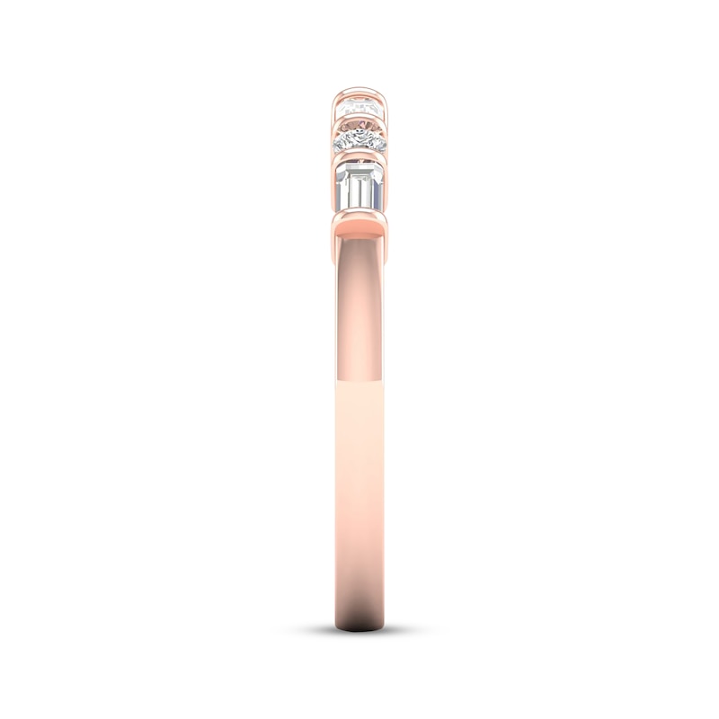 Main Image 3 of Baguette & Round-Cut Diamond Anniversary Ring 1/4 ct tw 14K Rose Gold