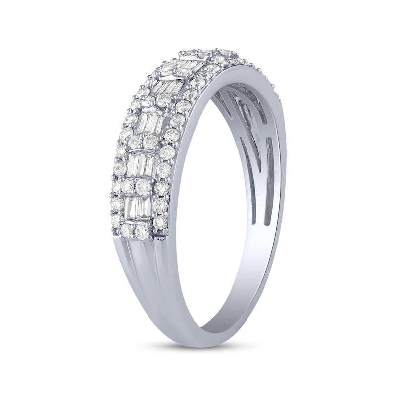 Main Image 2 of Baguette & Round-Cut Diamond Anniversary Ring 1/2 ct tw 14K White Gold