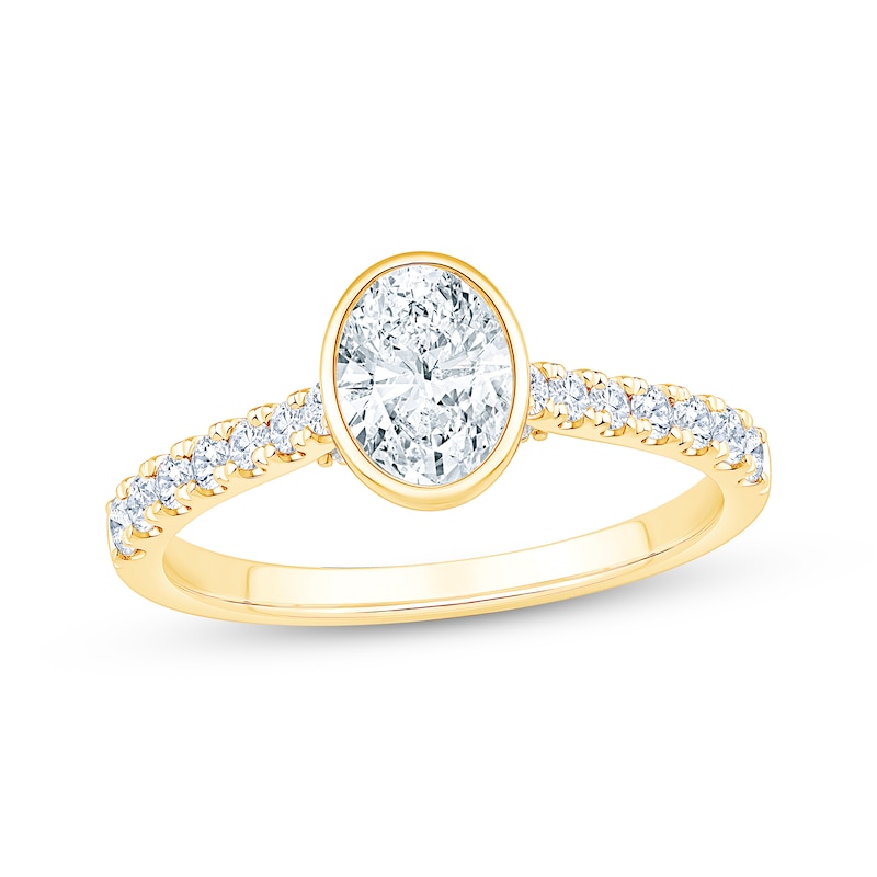 Oval-Cut Diamond Bezel-Set Engagement Ring 1 ct tw 14K Yellow Gold
