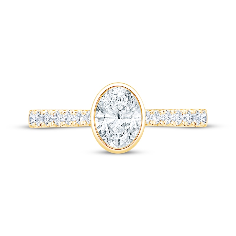 Oval-Cut Diamond Bezel-Set Engagement Ring 1 ct tw 14K Yellow Gold