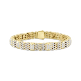 Men's Diamond Panther-Style Link Bracelet 2 ct tw 10K Yellow Gold 8.5&quot;