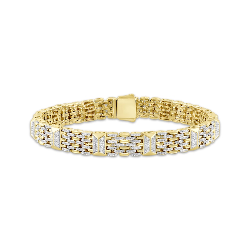 Men's Diamond Panther-Style Link Bracelet 2 ct tw 10K Yellow Gold 8.5"