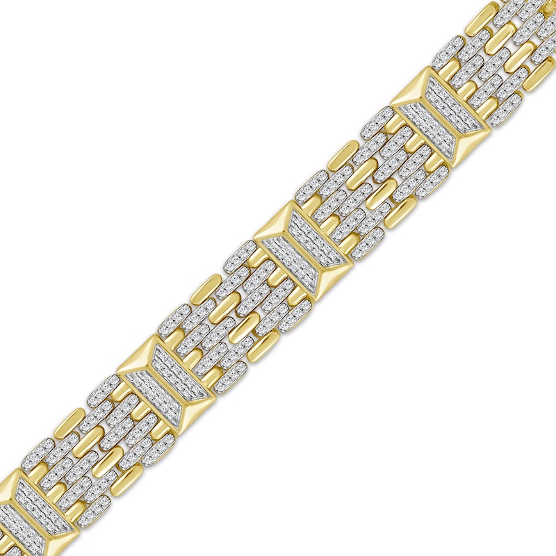 Men's Diamond Panther-Style Link Bracelet 2 ct tw 10K Yellow Gold 8.5"