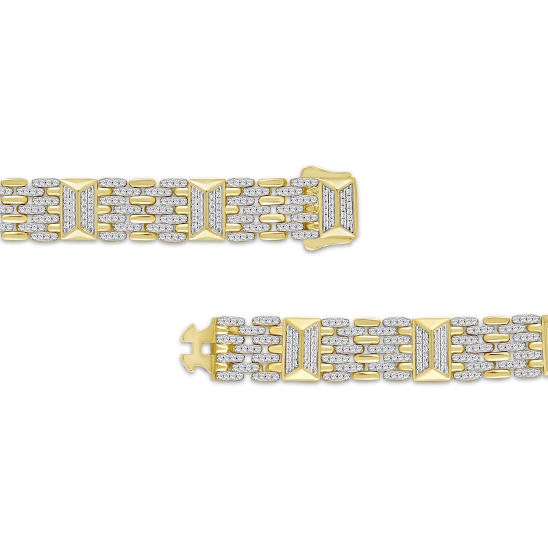 Men's Diamond Panther-Style Link Bracelet 2 ct tw 10K Yellow Gold 8.5"