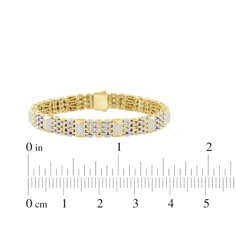 Men's Diamond Panther-Style Link Bracelet 2 ct tw 10K Yellow Gold 8.5"