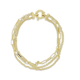 Multi-Chain Bracelet Hollow 10K Yellow Gold 7.5"