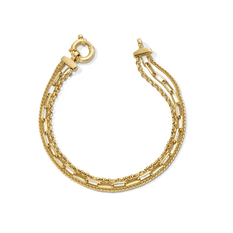 Main Image 1 of Hollow Multi-Chain Bracelet 10K Yellow Gold 7.5&quot;