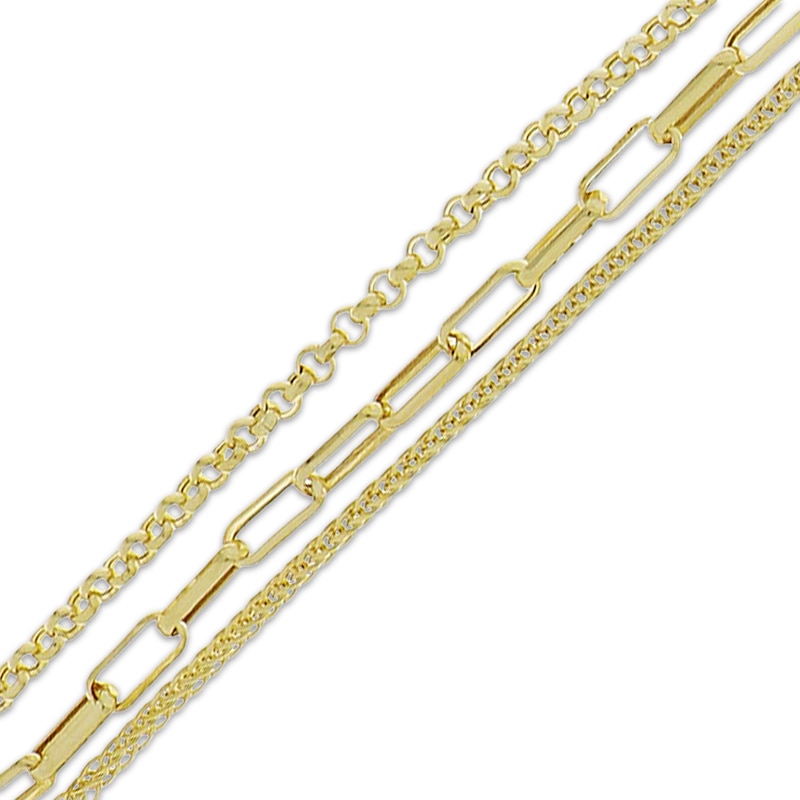 Main Image 2 of Hollow Multi-Chain Bracelet 10K Yellow Gold 7.5&quot;