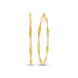 Thin Twist Hoop Earrings 10K Yellow Gold 50mm