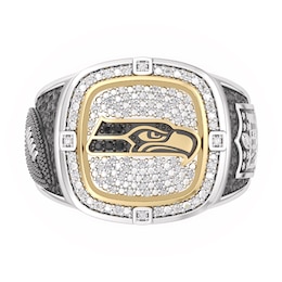 True Fans Seattle Seahawks Championship Ring Sterling Silver & 10K Yellow Gold Ring