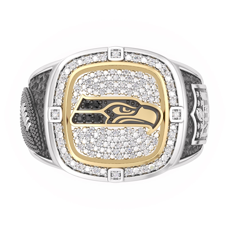 Main Image 1 of True Fans Seattle Seahawks Championship Ring Sterling Silver & 10K Yellow Gold Ring