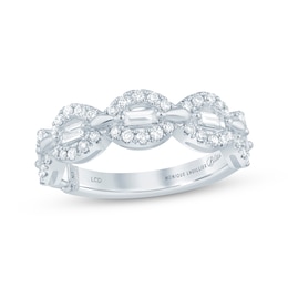 Monique Lhuillier Bliss Lab-Grown Diamond Round & Baguette-Cut Anniversary Ring 5/8 ct tw 18K White Gold