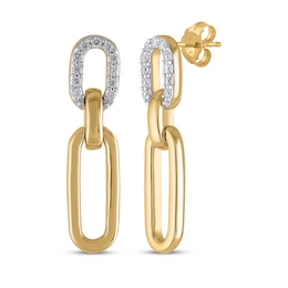 STUDIO BY KAY Diamond Paperclip Link Earrings 1/5 ct tw 24K Yellow Gold-Plated Sterling Silver