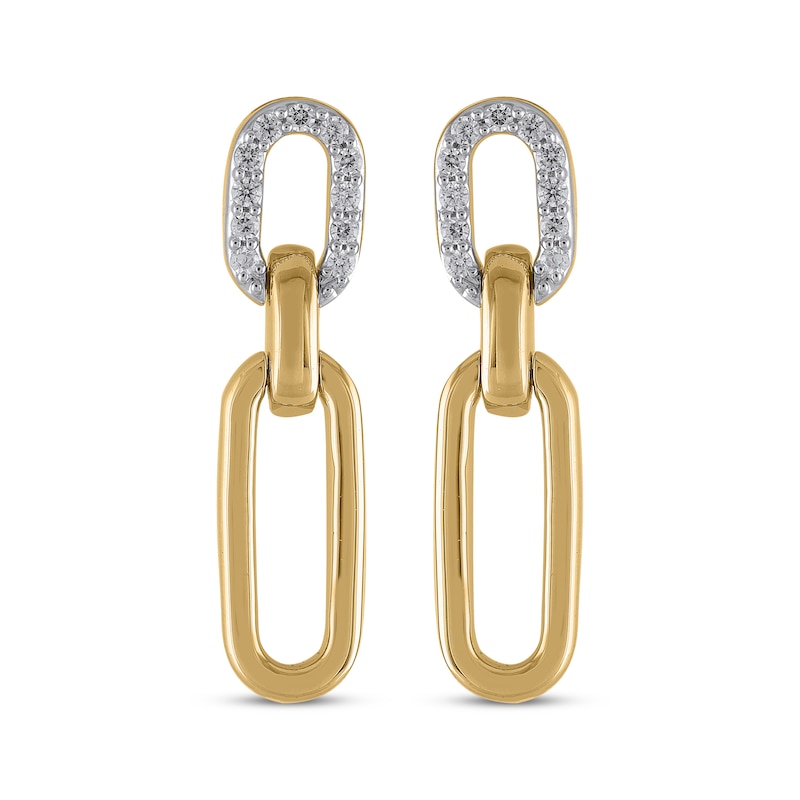 Main Image 2 of STUDIO BY KAY Diamond Paperclip Link Earrings 1/5 ct tw 24K Yellow Gold Vermeil Sterling Silver