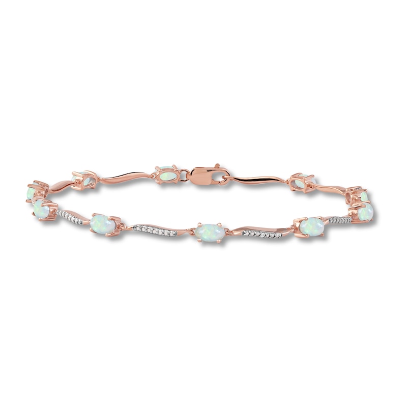 Main Image 1 of Ethiopian Opal & Diamond Bracelet 10K Rose Gold 7.25&quot;