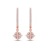 Thumbnail Image 2 of Diamond Flower Dangle Hoop Earrings 1/6 ct tw 10K Rose Gold