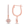 Thumbnail Image 3 of Diamond Flower Dangle Hoop Earrings 1/6 ct tw 10K Rose Gold