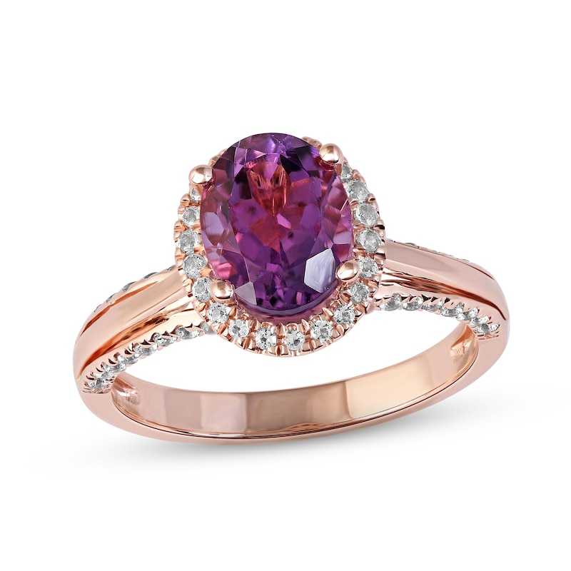 Main Image 1 of Amethyst & White Topaz Ring 10K Rose Gold