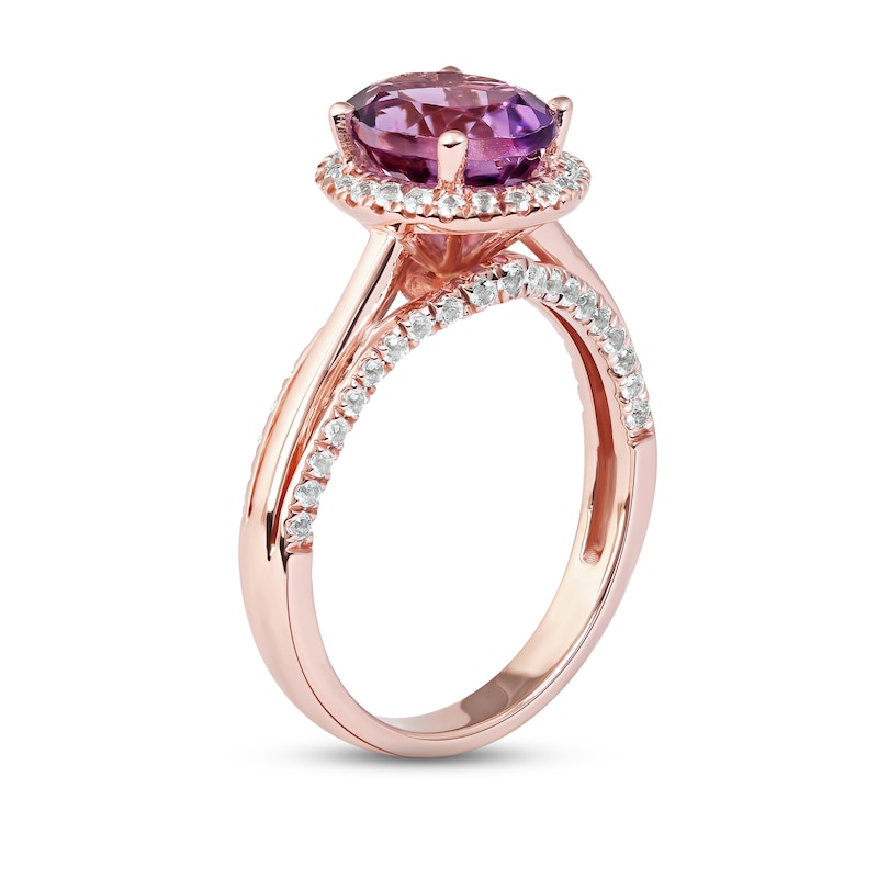 Main Image 2 of Amethyst & White Topaz Ring 10K Rose Gold