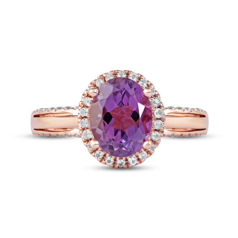 Main Image 3 of Amethyst & White Topaz Ring 10K Rose Gold