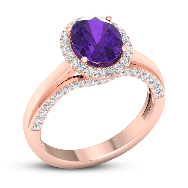 Main Image 4 of Amethyst & White Topaz Ring 10K Rose Gold