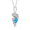 Thumbnail Image 2 of Heart-Shaped Swiss Blue Topaz & White Lab-Created Sapphire Dolphin Necklace Sterling Silver 18&quot;