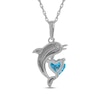 Thumbnail Image 3 of Heart-Shaped Swiss Blue Topaz & White Lab-Created Sapphire Dolphin Necklace Sterling Silver 18&quot;