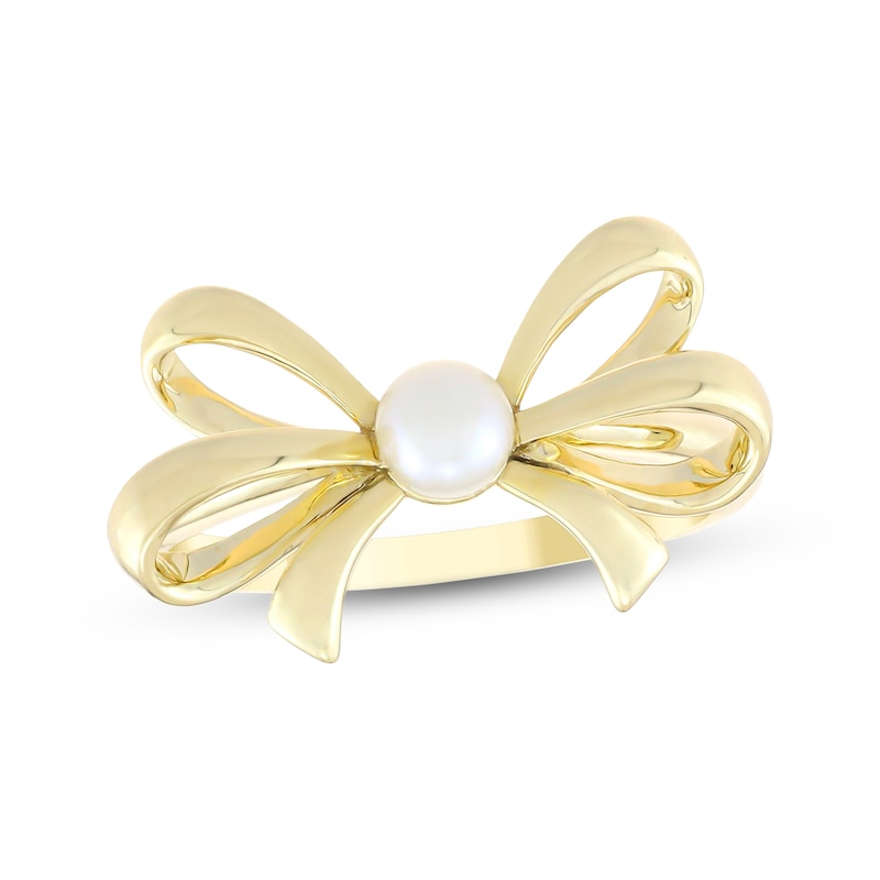 Main Image 1 of Cultured Pearl Bow Ring 10K Yellow Gold