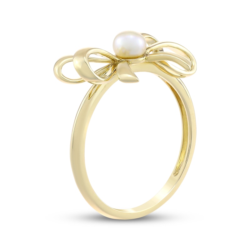 Main Image 2 of Cultured Pearl Bow Ring 10K Yellow Gold