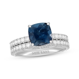 Neil Lane Cushion-Cut London Blue Topaz & Round-Cut Diamond Bridal Set 7/8 ct tw 14K White Gold