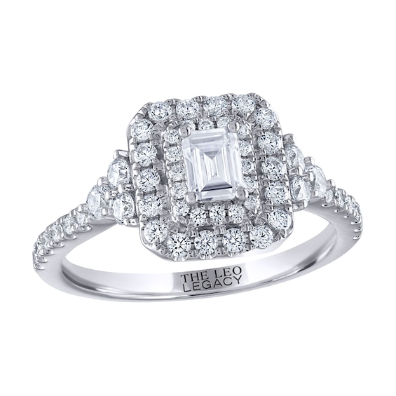 THE LEO Legacy Lab-Created Diamond Emerald-Cut Double-Frame Engagement Ring 1 ct tw 14K White Gold