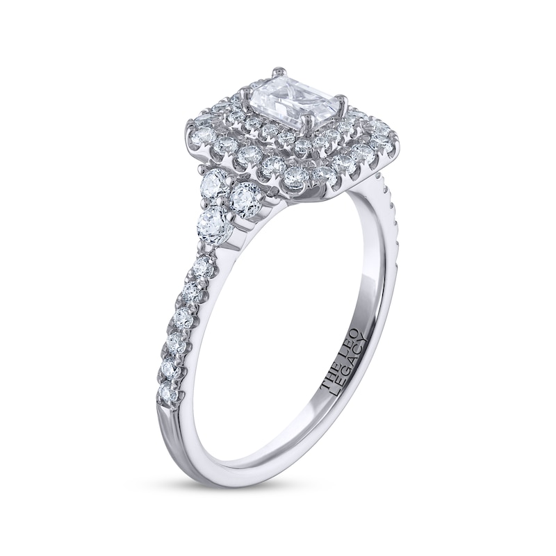 Main Image 2 of THE LEO Legacy Lab-Grown Diamond Emerald-Cut Double-Frame Engagement Ring 1 ct tw 14K White Gold