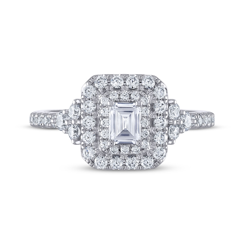 Main Image 3 of THE LEO Legacy Lab-Grown Diamond Emerald-Cut Double-Frame Engagement Ring 1 ct tw 14K White Gold