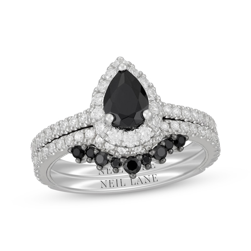 Main Image 1 of Neil Lane Pear-Shaped Black & White Diamond Bridal Set 1-1/2 ct tw 14K White Gold