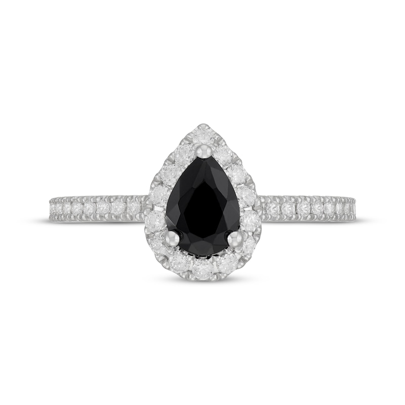 Main Image 6 of Neil Lane Pear-Shaped Black & White Diamond Engagement Ring 1-1/8 ct tw 14K White Gold