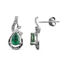 Thumbnail Image 0 of Pear-Shaped Emerald & Round-Cut Diamond Swirl Earrings 1/20 ct tw 10K White Gold